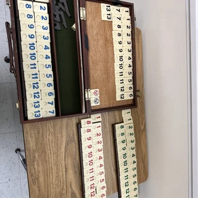 RARE 1970s VTG  Rummy Rummikub Tile Game 105 Tiles, Case,Missing 1 Rack, 1 Red 3 - Image 1 of 4