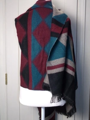 Коллекция восемнадцать женщин шарф надежном шаль бордовый/синий/серый 82 «x 25» акрил - Изображение 1 из 4