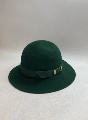 Chapéu Hutmodell Kronach feminino verde vintage lã feltro barco fita gorgorão - Imagem 1 de 4