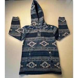 Depart west Boys Sz 10-12 Aztec Print Hoodie Pullover Blue Tribal Southwestern - Picture 1 of 10