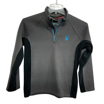 Spyder Pullover Juvenil Grande 14-16 Gris Negro Media Cremallera Polar Chaqueta Ligera Foto 1 de 4