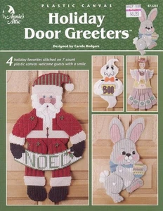 ANNIES ATTIC PLASTIC CANVAS HOLIDAY DOOR GREETERS 4 DESIGNS OOP 2000you to make - Picture 1 of 1