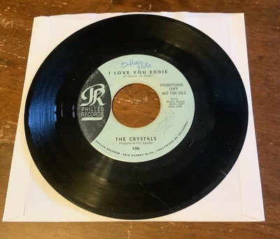 THE CRYSTALS Promo 45 He's A Rebel/I Love You Eddie 1962 Philles Foto 1 de 2