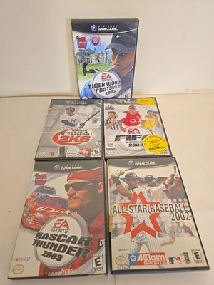 Nintendo GameCube Sports Lot Of 5  Fifa 04, Nascar Thunder 03, Tiger Woods 03... - Image 1 of 4