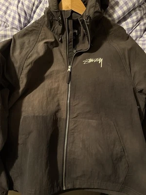 Stussy WAVE DYE BEACH SHELL Windbreaker Jacket - Black size M - Image 1 of 3