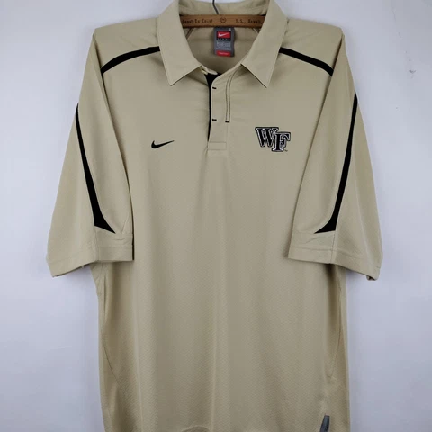 Nike Wake Forest Demon Deacons Shirt Small Polo Yellow Fit Dry Authentic NCAA Cover