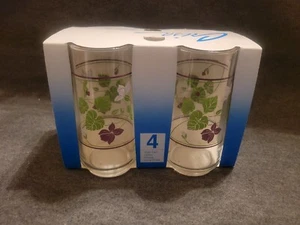 Set di 4 bicchieri da bere a sfera alta Crisa viola e bianco fiore, nuovi in scatola, 6"T - Foto 1 di 3