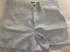 BRANDNEU MIT ETIKETT J Crew Seersucker Shorts, blau weiß, 5" Schrittlänge, Größe 31 - Bild 1 von 5