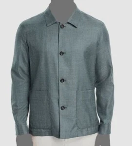 Bloomingdale's Men's Green Regular Fit Melange Twill Chore Jacket Size 38R - Picture 1 of 4