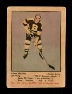 1951-52 Parkhurst #30 Adam Brown VG/VGEX RC Rookie Bruins 542837 - Picture 1 of 2