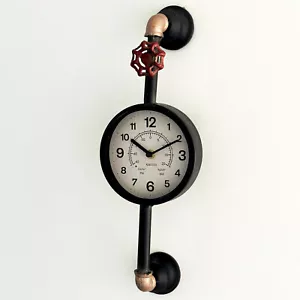 Industrial Pipe Clock Metal Style Rustic Warehouse Factory Station Wall Art Gift - Picture 1 of 6