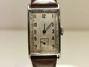 VINTAGE WW2 ERA RECTANGULAR TANK MEN'S MECHANICAL UNBRANDED WATCH/FEF CAL. 133 - Picture 1 of 10