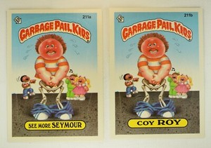 GARBAGE PAIL KIDS SEE MORE SYEMOUR 211a & COY ROY 211b GPK OS6 NM, 1986