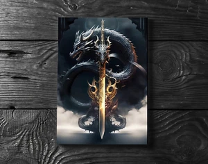 Dragon sword Fantasy Poster Print - No Frame - Picture 1 of 3