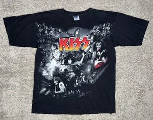 KISS Vintage Shirt 1990s Rare All Over Print Music Tour Concert Size XL - Picture 1 of 4