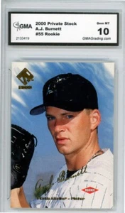 2000 Pacific Trading Private Stock A.J. Burnett Rookie #55 GMA Graded 10 Gem MT - Picture 1 of 2