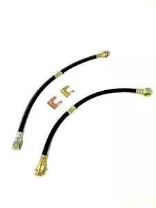 Rubber Brake Hoses Pair 15 3/4" Long w/ 7/16" Banjo & 3/8-24 Female End - Picture 1 of 1