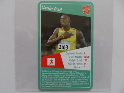 Tarjeta verde Top Trumps Tournament World Legends Usain Bolt Foto 1 de 2