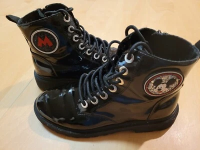 Botas de Combate Zara Disney Mickey Mouse Negras Niñas 37 EE. UU. Cremallera de acceso talla 6,5 Foto 1 de 4