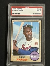 1968 Topps Hank Aaron PSA 7 NM #110 Atlanta Braves Complete NM Set Break