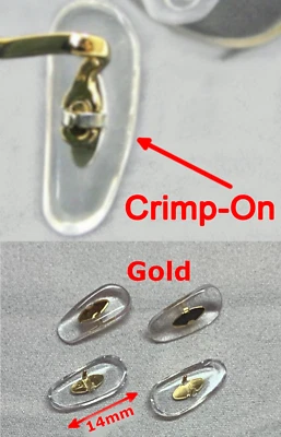 😎 2 pares de almohadillas nasales con clip para gafas Ray Ban Oliver Peoples, crimpado dorado, 14 mm Foto 1 de 4