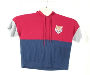No Boundaries Tiger Blue Red Gray Hoodie Drawstring Short Sleeve Shirt Sz XXL - Picture 1 of 7