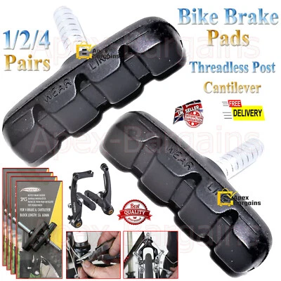 1/2/4 Pair Bike Bicycle Brake Pads Rim Blocks Shoes Cycles Cantilever Threadless - Image 1 of 4