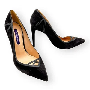 RALPH LAUREN PURPLE LABEL - VINTAGE 'CECILY' Asphalt Suede / Leather Pumps, US 7 - Picture 1 of 10