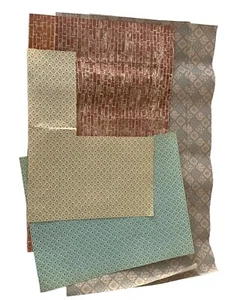 Doll House Miniature Wallpaper Brick Floral Plaid Remnant Art Craft Shadow Boxes - Picture 1 of 12