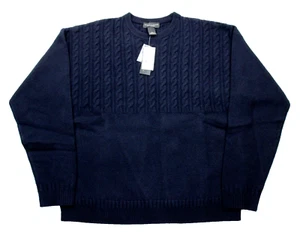 The Men's Store Sweater XL Merino Wool Navy Cable Knit Crewneck Bloomingdales - Picture 1 of 5