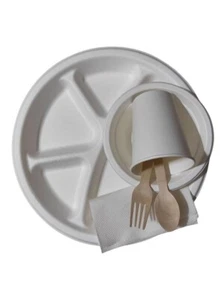HEAVY DUTY UTENSIL BIODEGRADABLE DINNERWARE SET PACK OF 6 ITEM (175 PCS) - Picture 1 of 6