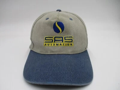 复古 SAS Automation 帽子 米色 蓝色 Snap Back 男式 可调节 — 第 1/4 张图片