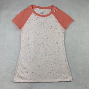 Justice Girl's Short Sleeve Tee White/Orange with  Multicolor Dots Size 8 NWT - Picture 1 of 6