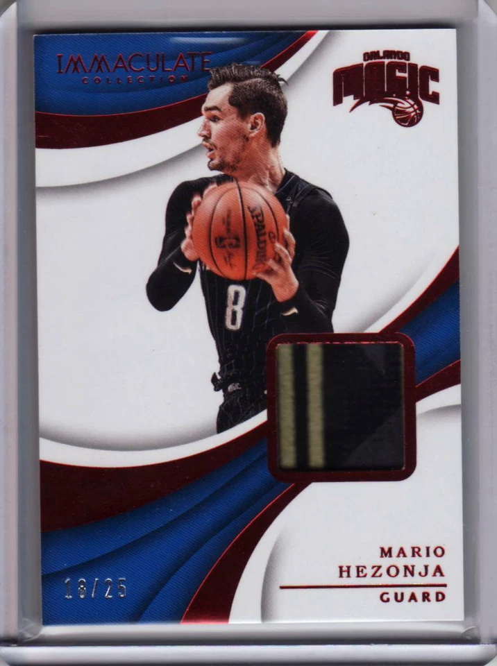 2017-18 Immaculate Mario Hezonja Game Worn Patch Magic Red 18/25 - Image 1 of 1