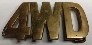 Vintage 1970's Baron Brass Belt Buckle "4WD" - R.O.C. 4023 - Picture 1 of 4