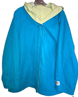 Chaqueta reversible con capucha Talbots talla XL azul/amarillo bolsillos delanteros a presión Foto 1 de 4