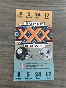 1996 Super Bowl 30 Commemorative Ticket Dallas Cowboys Pittsburgh Steelers - Picture 1 of 7