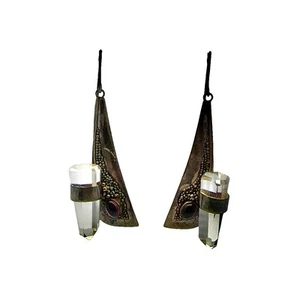 Vintage Estate Artisan Sterling Silver & Crystal Pierced Dangle Earrings 52 - Picture 1 of 6