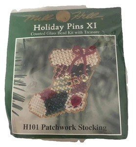 Mill Hill Holiday Pin Kit H101 Patchwork Strumpf Weihnachten Basteln Perlen Pin - Bild 1 von 7