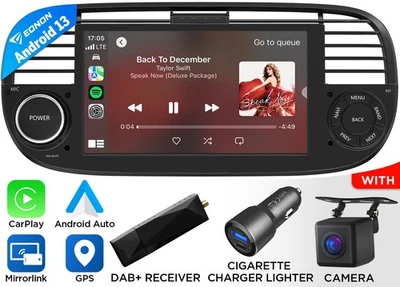 DAB+ Für Fiat 500 07-15 Autoradio Android 13 7" IPS Display CarPlay GPS Navi RDS - Bild 1 von 4
