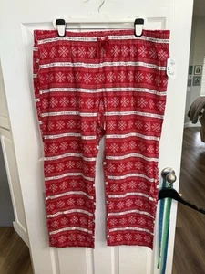 Old Navy New With Tags Match The Family Red Snowflake Flannel Pajama Pants XXL - Picture 1 of 4