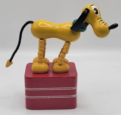 "Juguete de madera vintage Disney Plutón perro botón articulado promoción 4""" Foto 1 de 4