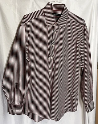 Camisa de vestir Oxford manga larga a rayas rojas y blancas 100 % algodón Náutica L Foto 1 de 4