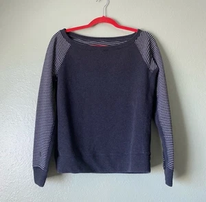 Nike Dri-Fit grauer Pullover gestreift Langarm schulterfrei Sweater Damen Small - Bild 1 von 6