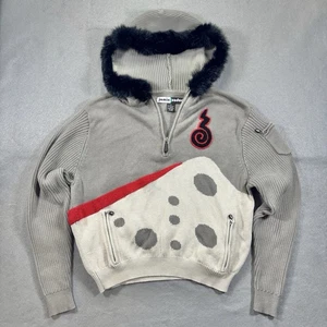 Suéter tejido JAMIE SADOCK para mujer S LEER cuarto de golf cremallera manga larga capucha de piel - Imagen 1 de 21