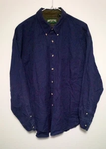 Camicia twill American Eagle uomo XL blu scuro 100% cotone made in USA vintage anni 90 - Foto 1 di 8