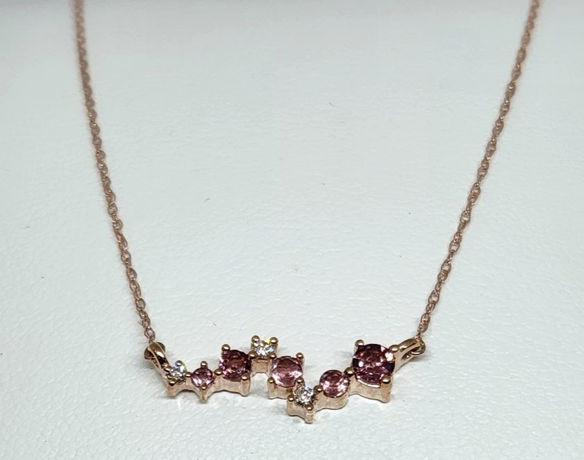 Hermoso Collar de Diamantes Turmalina Rosa Oro Rosa 10K LC Lauren Conrad - 18" Foto 1 de 3