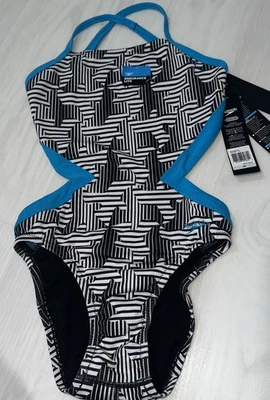 Speedo  Endurance Lite Swimsuit Women Size 26 Performance Train BLK/WHITE - Image 1 of 4