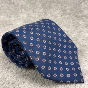 Brooks Brother Silk Tie Micro Floral Dots Navy Office Academia Professional - Picture 1 of 8