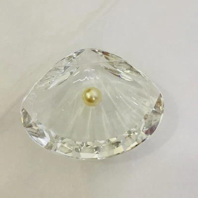 Signed Swarovski Crystal Oyster Shell with Pearl Oyster on the Half Shell VTG - Image 1 of 4